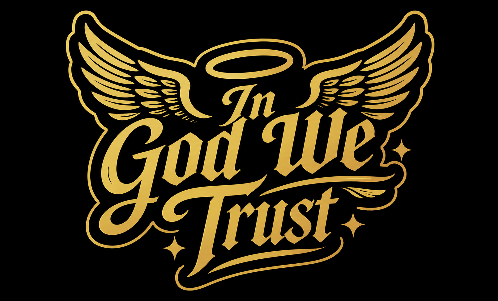 In God We Trust winged gold logo
